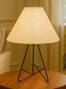 KS International <b>Rustic</b> Iron Handmade Table Lamp Fabric Shade Floor Stand <b>Desk</b> Light for Home Decoration Bedroom Living Room - Product Image 1