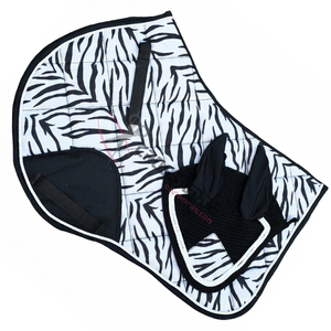 Juego de almohadillas para silla de montar de caballo con estampado de leopardo, almohadilla acolchada absorbente de impactos con correas ajustables y combo de velo antimosquitos de moda. - Product Image 1