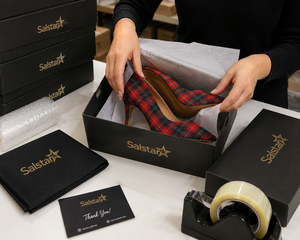 Chaussures à talons aiguilles personnalisées avec logo de marque pour femme, motif écossais, bout pointu, escarpins à talons hauts, fabrication de chaussures de mode - Product Image 5