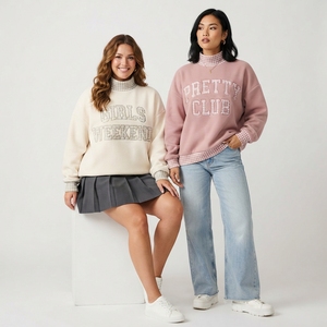 เสื้อสเวตเตอร์คอเต่าขนาดใหญ่สำหรับผู้หญิง ลายสก๊อต ปักลายตัวอักษร ผ้าฝ้ายผสม ใส่ได้ในฤดูใบไม้ร่วง - Product Image 6