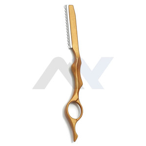 มีดโกนตัดผมแบบกำหนดเองสำหรับตัดแต่งทรงผม มีดโกนสแตนเลสสีทองลายขรุขระ สำหรับร้านทำผมและใช้ในบ้าน - Product Image 5