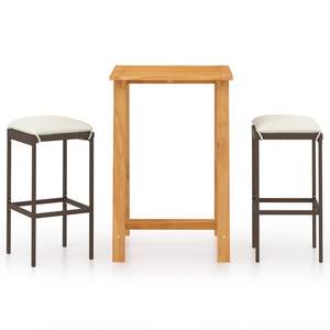 ชุดบาร์ในสวนทำจากไม้อะคาเซียเนื้อแข็งและโพลีราตันโพลีเอสเตอร์ สีน้ำตาลและครีม ทนทานและมีสไตล์ - Product Image 2