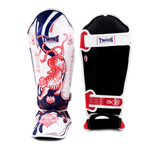 Espinilleras Personalizadas de Muay Thai Twins, Cuero Vacuno Blanco, Impresión Digital, Protección para Piernas y Pies para Kickboxing y MMA, Almohadillas de Entrenamiento - Product Image 2