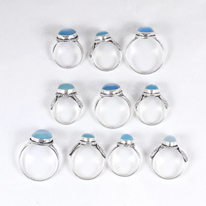 Bismillah Gems Pierre précieuse ovale naturelle en calcédoine bleue, faite à la main, plaquée argent sterling 925, style vintage, pierre de naissance de décembre chrétienne - Product Image 6