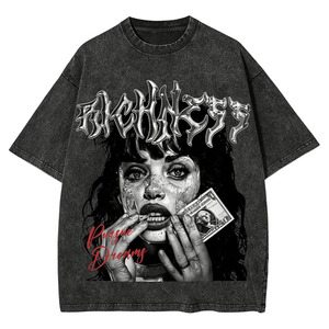 T-shirt graphique pour homme, imprimé lettres, manches courtes, style vintage - Product Image 1
