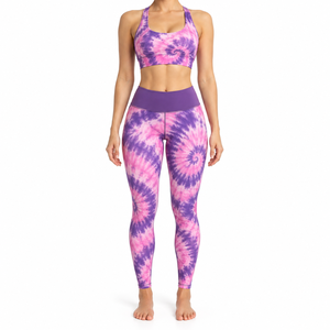 Conjunto de Yoga para Mujer con Ribete en Contraste, Top Deportivo y Leggings, Ropa Deportiva para Entrenamiento, Gimnasio, Proveedor Mayorista - Product Image 1