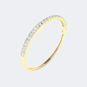 Bracelet jonc en or massif serti de diamants ronds et émeraudes de 4,00 carats, bijou de déclaration avec pierres de formes variées, cadeau pour femme - Product Image 6