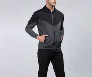 Men’s Zip Up Sports Tracksuit <b>Jacket</b> – <b>Lightweight</b> Color Block Hoodie Gym <b>Running</b> Training Sportswear Custom Logo - Product Image 2