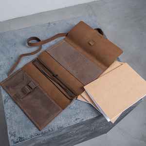 Funda organizadora para cuaderno A5, de cuero genuino, a prueba de olores, resistente, recargable, lista para viajar. - Product Image 6