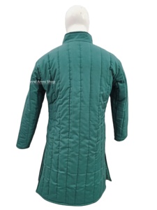 Handmade Medieval Green Gambeson Full Sleeve Cotton Padded Armor Coat for Reenactment Halloween Christmas Easter Party <b>Costume</b> - Product Image 3