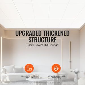 Piastrelle per Controsoffitto in Schiuma PVC Premium, Confezione da 10, 24 x 48 Pollici, Facile Installazione, Ignifughe e Flessibili - Product Image 4