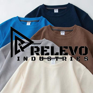 T-shirt personnalisable pour homme en polyester/coton double couche, séchage rapide, respirant, thermique, à manches longues, motif gaufré, idéal pour les loisirs - Product Image 2