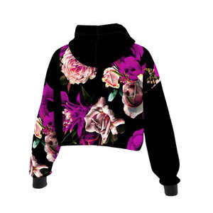Hoodies personnalisés pour femmes avec impression par sublimation, coupe ajustée confortable, manches longues, crop top, pour adultes et jeunes filles, haute durabilité. - Product Image 4