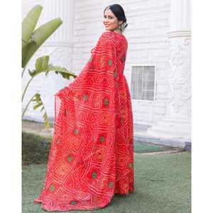 Traje Tradicional Chino Aria Rojo con Estampado Geométrico Hecho a Mano, de Manga Larga, para Bodas - Product Image 4