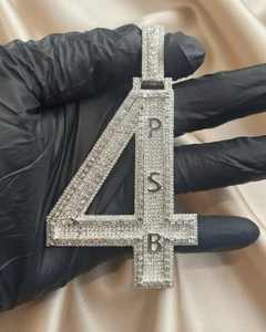 Colgante de Lujo con Letras y Números Personalizados, Plata de Ley 925, Moissanita VVS, Estilo Hip Hop - Product Image 6