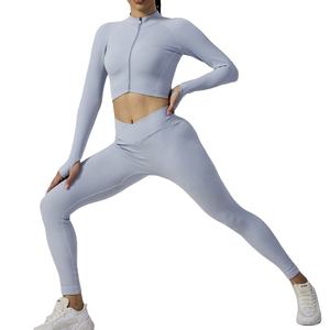 ชุดโยคะกางเกงเข้ารูปเอวสูงแขนยาวมีซิปเต็ม2025 - Product Image 1