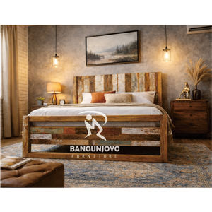 Traditional Panel Teak <b>Wood</b> <b>Box</b> Spring Adjustable Comfortable Durable Soft <b>Bed</b> - Product Image 4