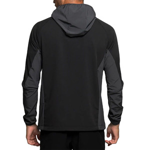 <b>Men's</b> Black Hooded Windproof <b>Jacket</b> Regular Fit Zipper Closure Sporty Style Autumn Wear Polyester Material - Product Image 3