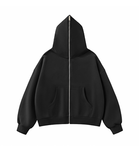 Sweat à capuche zippé oversize personnalisé en molleton de coton épais, coupe boxy, épaules tombantes, style streetwear, pour hommes et femmes - Product Image 2