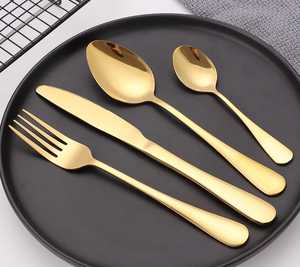 Juego de Cubiertos de Acero Inoxidable Dorado, Acabado Espejo, Diseño Elegante, Resistente al Óxido, Vajilla para Bodas, Portátil y Duradero - Product Image 2