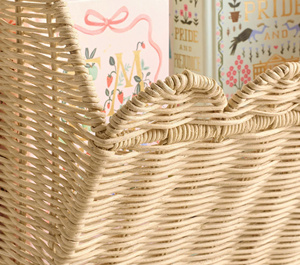 Rattan Stackable Storage <b>Basket</b> <b>Shelf</b> Wicker Organizer Bin For Books Toys Nursery Closet Home Storage Solution Kids Room - Product Image 2