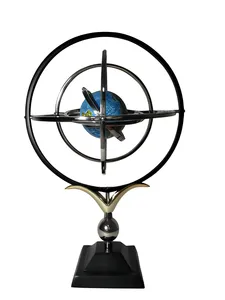 Sphère armillaire en aluminium antique faite à la main, décoration de table, or noir, nautique, maritime, astrolabe, globe, art déco, décoration vintage - Product Image 5