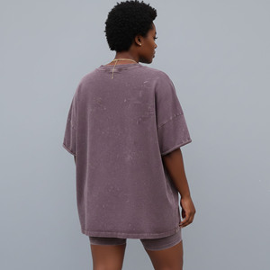 Conjunto de 2 piezas de ropa urbana para mujer, hecho a medida, de la mejor calidad, informal, de manga corta, 100% algodón, estilo holgado y lavado. - Product Image 5