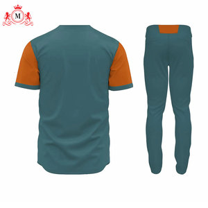 เสื้อเบสบอลสีเขียวอมฟ้าและสีส้มสำหรับผู้ชายพร้อมกางเกงเข้าชุด ชุดยูนิฟอร์ม วัสดุโพลีเอสเตอร์ระบายอากาศได้ดีสำหรับผู้ใหญ่ - Product Image 2