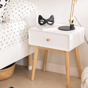 <b>White</b> Wooden Nightstand Bedside <b>Table</b> <b>Small</b> End <b>Table</b> with Drawers for Bedroom Hotel - Product Image 1