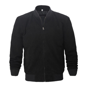 OEM Wholesale 100% High Quality Custom-Made Stand Bomber Men's Dark <b>Black</b> <b>Fleece</b> <b>Jacket</b> Zipper Plain Fashion Winter <b>Jacket</b> - Product Image 6