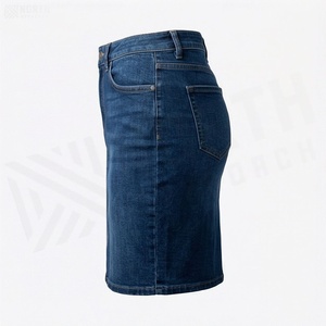 <span class=keywords><strong>Falda</strong></span> lápiz <span class=keywords><strong>vaquera</strong></span> de cintura alta para mujer, estilo casual, color liso, hasta la rodilla, <span class=keywords><strong>con</strong></span> bolsillo - Product Image 1