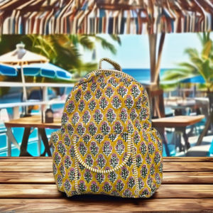 Mochila Universitaria de Lujo Hecha a Mano, Acolchada de Algodón, Ligera, Moderna, para Todas las Temporadas, con Estampado Floral Indio, para Mujer - Product Image 3