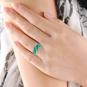 Verdant Vicinity Diamond <b>Ring</b> Premium 18K Yellow Gold Green Chalcedony Diamond <b>Dome</b> <b>Ring</b> for Women Luxury Fine Jewelry - Product Image 2