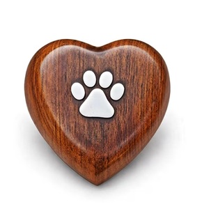 Wooden <b>Pet</b> Cremation Urn Ashes <b>Memorial</b> Keepsake Handcrafted Heart Design Eco-Friendly - Product Image 2