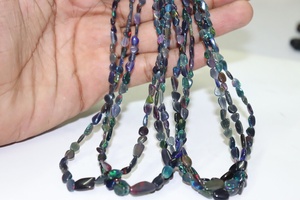AAA New Arrival Natural Ethiopian Black Opal Smooth Nuggets Beads 4-6mm 16 Inches for Jewelry Making <b>Crafts</b> - Product Image 4