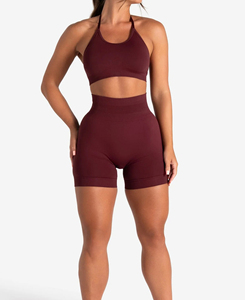 Conjunto de Yoga de 2 Piezas para Mujer, de la Mejor Calidad, Cintura Alta, Sin Costuras, Top Deportivo con Tirantes, Transpirable, Spandex, Poliéster, Diseño Liso - Product Image 2