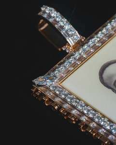 Pendentif photo personnalisé en argent 925 avec moissanite VVS taille brillant rond, style hip-hop, sertissage clos plaqué argent, unisexe, pour soirée - Product Image 2