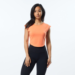 Camiseta Corta Deportiva para Mujer, Ecológica, Ajustada, 100% Algodón, con Decoración de Logotipo, Diseño Sólido, Transpirable, de Secado Rápido, para Verano - Product Image 5