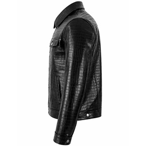 Veste de motard en cuir véritable gaufré noir pour homme, imperméable, respirante et coupe-vent - Product Image 2