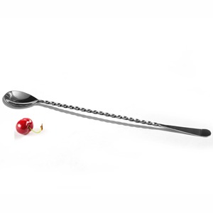 Cuillère à cocktail en acier inoxydable de qualité supérieure, manche torsadé, mélangeur de boissons, outil de bar élégant et professionnel - Product Image 1