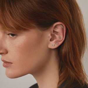 Cluster Stud <b>Earrings</b> Round Lab Grown Diamond Bezel Set <b>Screw</b> <b>Back</b> Piercing Everyday Wear Tiny Studs Jewelry 10K 14K Solid <b>Gold</b> - Product Image 4