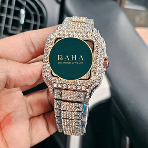 Montre de luxe RAHA sertie de diamants, mouvement à quartz analogique ETA, bracelet en acier inoxydable, boîtier octogonal, cadran de 46 mm, chiffres romains - Product Image 5