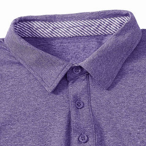 Men Long Sleeve Knitted Polo Shirt Solid Purple Casual Button <b>Down</b> Design Regular Fit Men's Polo Shirts - Product Image 4