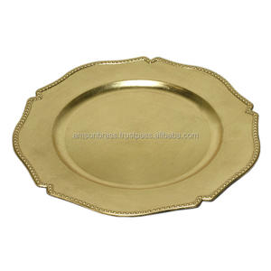 Métal fer or fini côté perlé chargeur plaque Table à manger chargeur plaque assiettes décoratives - Product Image 6