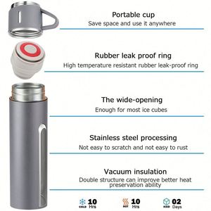 Wholesale Modern New 304 Stainless Steel <b>Thermos</b> Cup Set Office Vacuum Straight Bottle for Business Gifts With Three Covers - Product Image 3