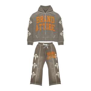 Ensemble survêtement deux pièces gris pour femme Y2K, sweat-shirt à capuche avec imprimé graphique et lettres, pantalon de survêtement à étoiles - Product Image 6