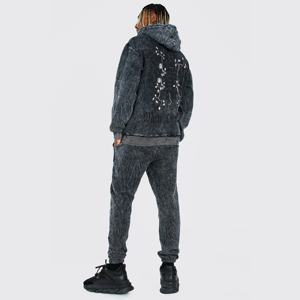 Chándal de lavado ácido personalizado para hombre 2024, ropa de calle de algodón transpirable, chándal personalizado con diseño de lavado ácido, conjunto de chándal - Product Image 3