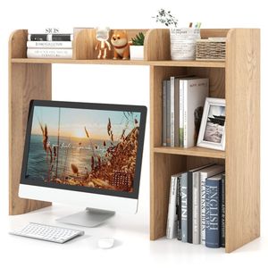 Libreria in legno ingegnerizzato con rivestimento in tessuto per monitor da 27 pollici, 93,98 x 25,40 x 73,66 cm, con protezione anti-ribaltamento per scrivania - Product Image 2