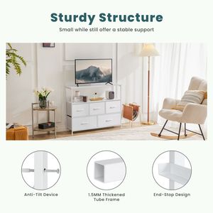 Meuble TV blanc moderne avec compartiments en bois composite 45 pouces 27,77 lb - Product Image 2