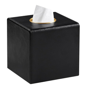 Caja de pañuelos cuadrada blanca, caja de pañuelos de lujo de cuero PU con cierre magnético - Product Image 4